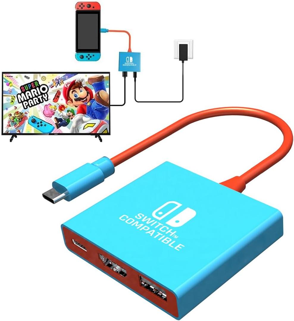 pdobq Switch Dock Switch Docking Station for Nintendo, Portable Switch1 TV Adapter Support 4K/60HZ TV Mode Compatible Steam Deck/Switch OLED, Travel Dock with HDMI2.0 USB3.0 Port