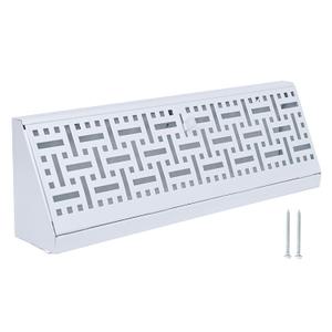 15 Inch Baseboard Register (Duct Opening Size) - Wicker Design Baseboard Vent Covers for Home Floor Wall - Easy Adjust Air Supply Lever Floor Baseboard Diffuser (White)