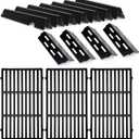 GS4 Grill Parts Cast Iron Grill Grates for Weber Genesis II E-410 S-410 E-435 S-435, Porcelain Flavorizer Bars Heat Deflector Genesis II LX E-440 S-440 for Weber 66041, 66033, 66796, 66089