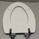 Mayfair Bennett Toilet Seat with Chrome Hinges, Slow Close Wood Seat, Secure Metal Hinges, Easy Install, Made in USA, Elongated, White