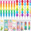 MotiMind 24 Pieces Easter Party Favors Stackable Pencils for Kid, 12 Bunny Egg Stacking Pencils with 12 Card Rabbit Pencil for Easter Basket Goodie Bag Stuffers Egg Hunt School Student Reward Gift