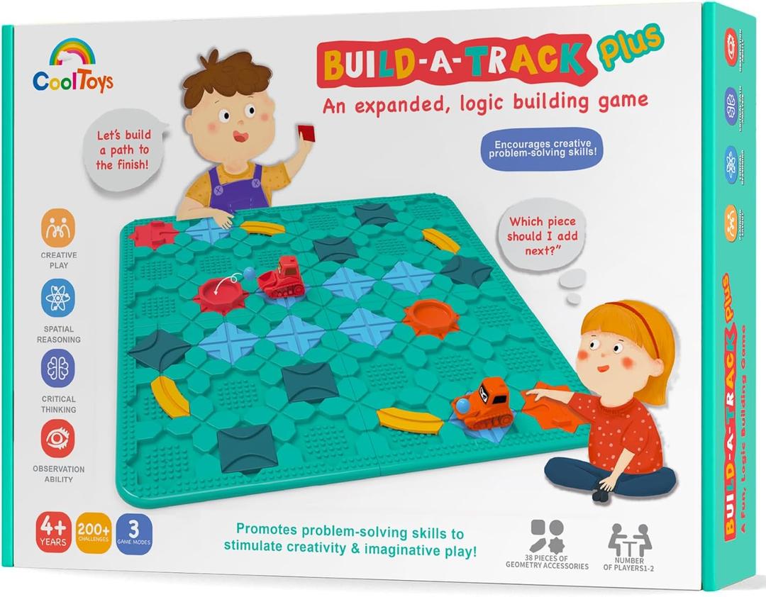 CoolToys Build-A-Track Plus Brain Teaser Puzzles for Kids Ages 4-8 - Educational Smart Logic Board Game for Children, 4 Levels & 200+ Skill-Building Challenges, Travel Boys & Girls STEM Activity CoolToys Build-A-Track Plus Brain Teaser Puzzles for Kids Ages 4-8 - Educational Smart Logic Board Game for Children, 4 Levels & 200+ Skill-Building Challenges, Travel Boys & Girls STEM Activity