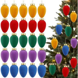 15 Pcs Christmas Velvet Balls Bulk C9 Flocked Christmas Tree Ball Ornaments Plastic Shatterproof Xmas Decorative Hanging Home Ornaments for Xmas Tree Party Holiday Decor (3.15'',Rainbow)