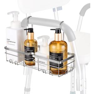 YUOROS Shower Caddy Hanging, 304 Stainless Steel Showers Organizer Rack for Chair Bench for Elderly Seniors Disabled Handicap (12"L4.5"W8.2"H)
