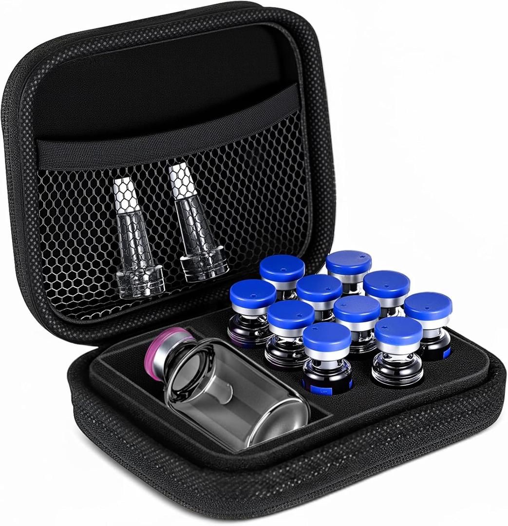 Peptide Case 10 x 3ml + BAC & Case Holds Vials Water BAC Peptide GLP1, 3ml Vial Storage, Fridge Freezer Travel, with Mesh Pocket(Regular)