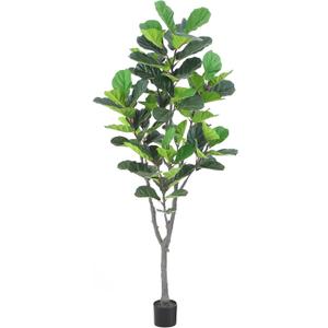Tall Faux Fiddle Leaf Fig Tree7ft(84in) Potted Artificial Fiddle Leaf Fig Tree, Fake Fiddle Leaf Tree Indoor Outdoor with Realistic Texture for Home Office Living Room Bedroom Floor Decor.