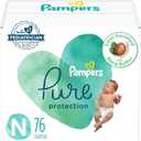 Pampers Pure Protection Baby Diapers, Size 0 (>10 lbs), 76 Count, Up to 100% Leakproof, Premium Plant-Based Skin Protection, Hypoallergenic Soft Diapers (Newborn)
