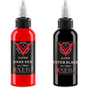 Classic Tattoo Ink Set - Black & Red - 30ml Each (1 Bottle Black * 1 Bottle Red)