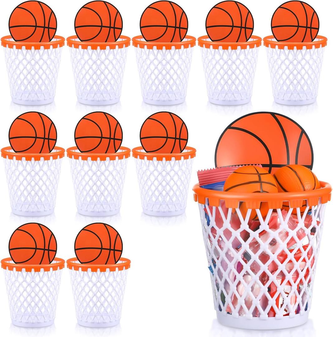 10 Pcs 4.1x4.1x2.8 Inch Basketball Player Gift Basket Set Reusable Basketball Party Snack Cup with Basketball Backboards Basketball Hoop Cup Party Cup Supplies for Basketball Team Birthday Party
