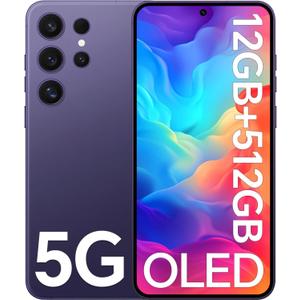 P24 Ultra Unlocked Cell Phone, 12+512GB Smartphone,108MP+48MP Camera, Long Battery Life 4050mAh, 6.7 FHD Screen,Face ID/Dual SIM/GPS/Android 14 Unlocked Phones (Purple)