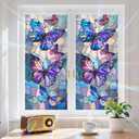 2PackWindow Privacy Film Frosted Glass Window Sticker Window Film Static Glass Cling Tint Non-Adhesive for Home Door Decorative Frosting Cover 17.5 X 39.3 inch (2pcs-sparkle-butterfly)