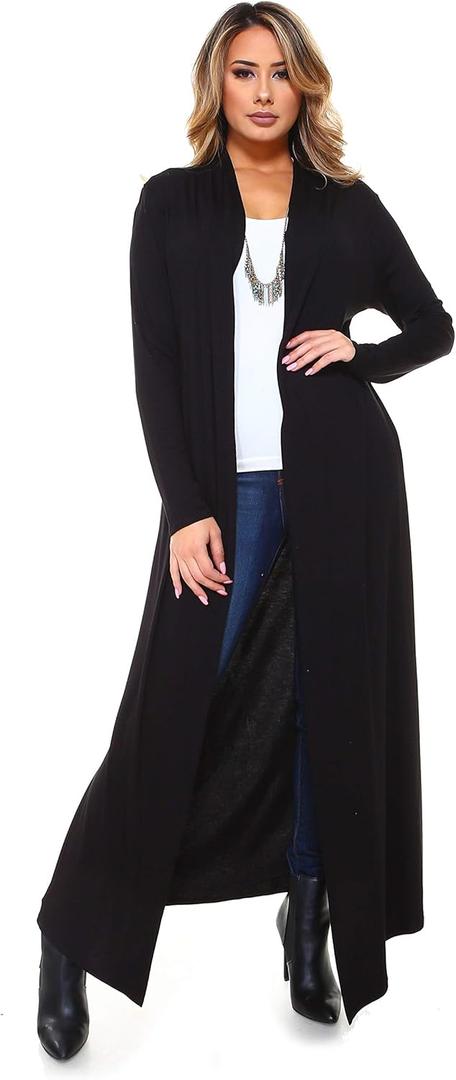 Isaac Liev Maxi Cardigan Duster Sweater  Women's Extra Long Open Front Full Length Lightweight Cardigans Dusters Sweaters (Medium, Black) Isaac Liev Maxi Cardigan Duster Sweater  Women's Extra Long Open Front Full Length Lightweight Cardigans Dusters Sweaters (Medium, Black)