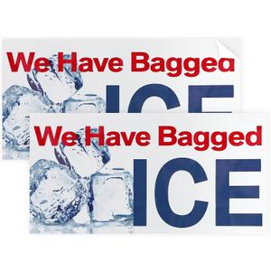 2 Pcs We Have Bagged Ice Sticker - 36 x 24 Inch Weatherproof Vinyl Bagged Ice Label Stickers for Refreshing Supplies, Convenience Stores, Outdoor Display Retail