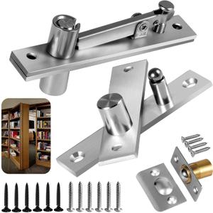 Door Pivot Hinges,Invisible Hinge System with Ball Catch Hardware for Max 200 lb Heavy Duty Wood Doors & Hidden and Secret Bookcase, Murphy Bookshelf (1)