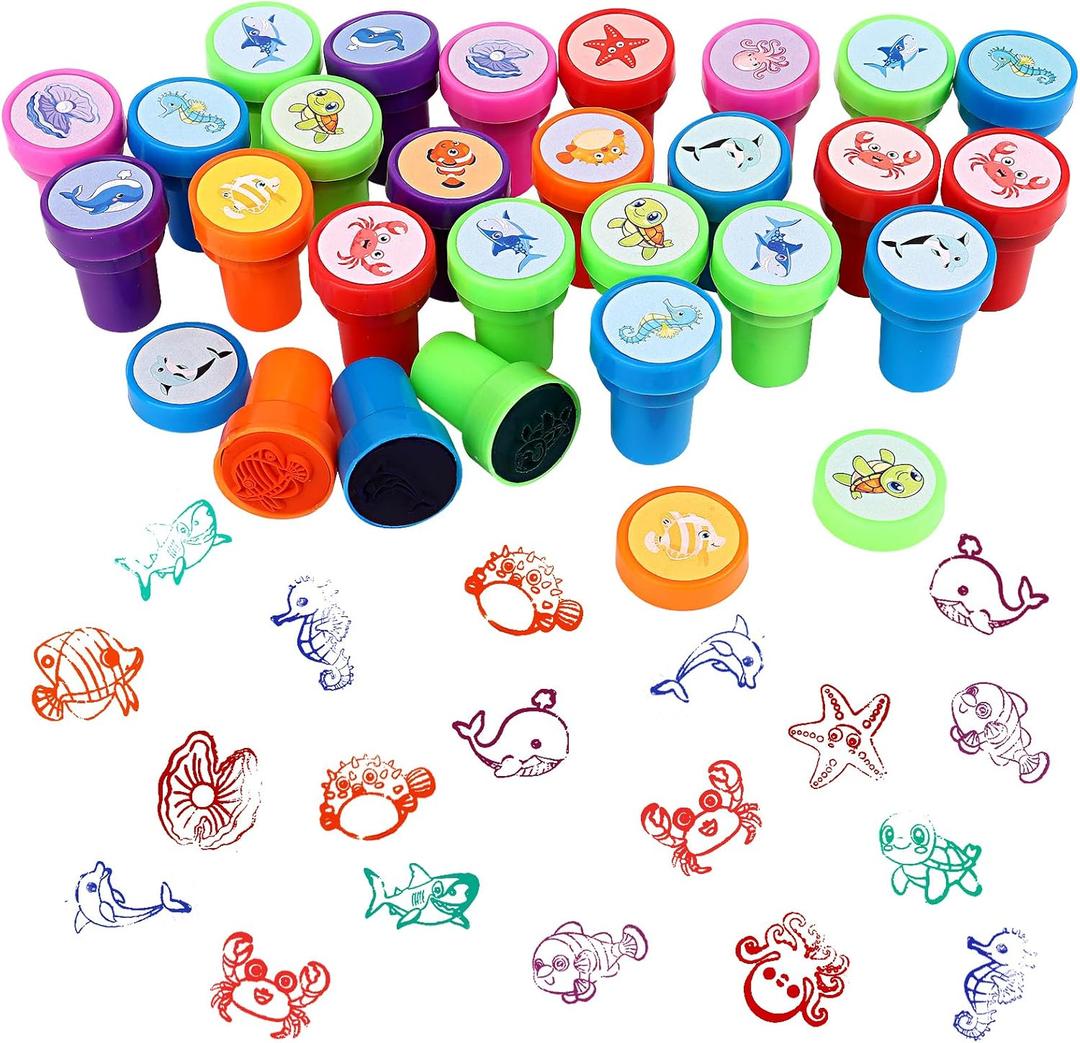 36 Pcs Animal Stamp for Kids Sea Animals Ocean Life Stampers Ocean Themed Party Gifts Classroom Rewards Self Ink Stamps for Birthday Gift Favor Supplies Teacher Stamps