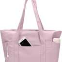 CTWWFS Tote Bag for Women, Travel Essentials Large Tote Bag with Zipper, Top Handle Handbag for Travel, Work (Pink)