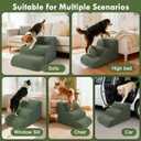 Large Dogs Stairs for Bed, Extra Wide Pet Step for Couch or Chair, 100lbs Load Capacity, 3-Step Stable & Sturdy Cat & Dog Ramp for Puppy Small Medium Senior Dog Essentials, Washable Cover, Green