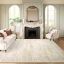 Soalmost 10'x14' Area Rugs for Living Room, Non Slip Machine Washable Vintage Rugs, Low Pile Lightweight Large Rug for Bedroom, Dining Room, Home Office Beige