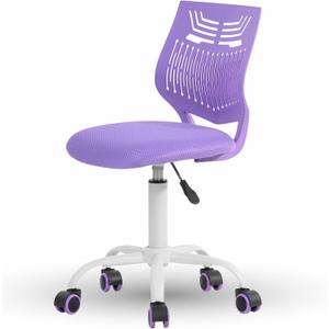 FurnitureR Mordern Small Desk Chair, Ergonomic Study Chair for Teens Boys & Girls, Height Adjustable 360 Swivel Kids Rolling Chair for Home/Bedroom/School/Study Room, Purple