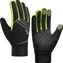 Winter Warm Kids Cycling Gloves - Cold Weather Touchscreen Glove for Childrens Riding Bike and Football Grip Anti-Slip Outdoor Ski Sports Gloves for Boys Girls 4-12 Year Old (XL(10-12years), Green/Black)