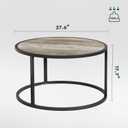 SAYGOER Small Round Coffee Table, Modern Coffee Tables for Living Room, Simple Center Table for Small Space Home Office Gardern, 27.6 27.6 17.7inch, Grey Wash