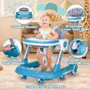 Baby Walker with Wheels 5 in 1 Foldable Activity Center Without Push Handle Mute Wheels Adjustable Heights Anti-Fall Push Walkers Boys Girls Safe Infant Toddler Walker with Footrest 6-24 Months
