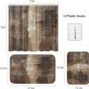 ArtSocket Brown Bathroom Set with Shower Curtain and Rugs Accessories, Brown Grey Abstract Modern Shower Curtain Set Abstract Bathroom Decor 3 Pcs