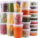 Deli Containers With Lids 48 Sets - Disposable Soup Container 8oz, 16oz, 32oz - Plastic Food Storage, Leakproof, BPA Free, Microwave/Freezer/Dishwasher Safe