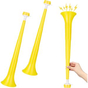 2 Pcs Stadium Horn for Adult, 21 Inch Vuvuzela Plastic Collapsible Cheering Trumpets for Sporting Events Football Carnival Party (Yellow)