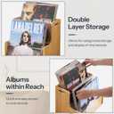 HOOBRO Vinyl Record Storage Crate, Stepped 2-Tier Record Crate, Album Storage Box, Visible Record Holder Crate with Handle, for Vinyl, Magazine, Folder, Album, Natural YL02CW01