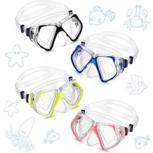 Fabbay 4 Pcs Swim Goggles with Nose Cover