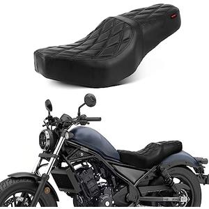VASTMT One-Piece Driver and Passenger Seat with Diamond Pattern Stitching Compatible with Rebel 300 Rebel 500 CMX 300 CMX 500 2017-2025