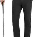 Mens Golf Pants Stretch 30"/32"/34" Water-Resistant Lightweight Stretch Casual Flat Front Dress Pants with 5 Pockets (32W x 32L, Black)