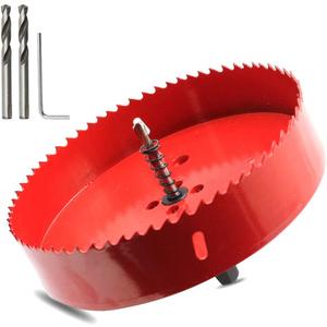 Hordion 162mm 6 3/8 inch Hole Saw, Heavy Duty Bi-Metal Hole Saws Bit Tooth Cutting for Cornhole Boards Drywall Wood Plastic Fiberboard Soft Metal (Red)