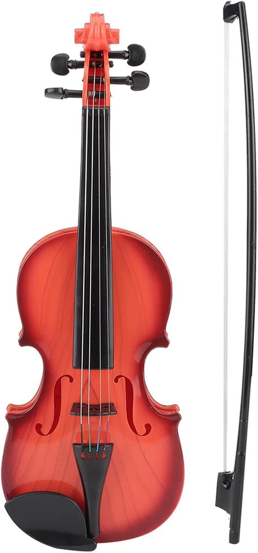 generic 15.4 Inch Violin Model, Simulated Acoustic Violin Model with Bow Adjustable String Musical Beginner Develop Instrument Practice (Light Brown)