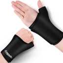 2-Pack Reusable Thumb & Wrist Gel Wraps - Hot/Cold Therapy for Pain Relief, Carpal Tunnel, Arthritis, Tendonitis & Swelling (Black, Medium)