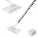 Snap Grip Mini Mop,Cloth Changing Mini Mop,Zero Touch MiniMop,Automatic Hands Free Push Pull Handle,Disposable Dust Mop with 10 Reusable Cloths for Wall Bathroom Toilet Corners Cleaning