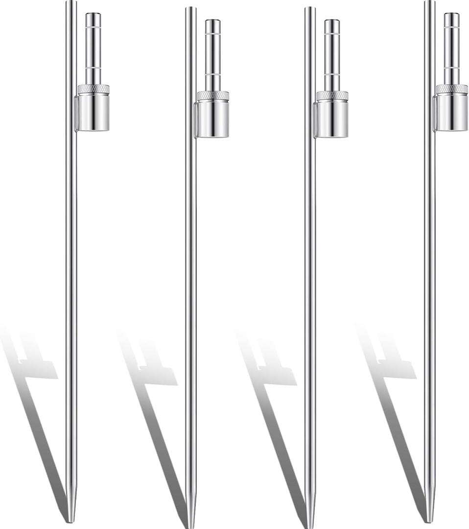 Pelopy Feather Flag Ground Spike Ground Stake Flag Base Heavy Duty Flag Pole Holder for Ground Outdoor Banner Stakes Fits Poles with 0.65 Inch Inner Diameter, Stake Only, 24 Inch, 4 Pcs