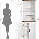 TEENFON Farmhouse Corner Cabinet, 70" H Tall Corner Hutch with 5 Shelves & 2 Barn Doors, Bathroom Cabinet with Adjustable Shelf, for Living Room, Kitchen, Bathroom, White