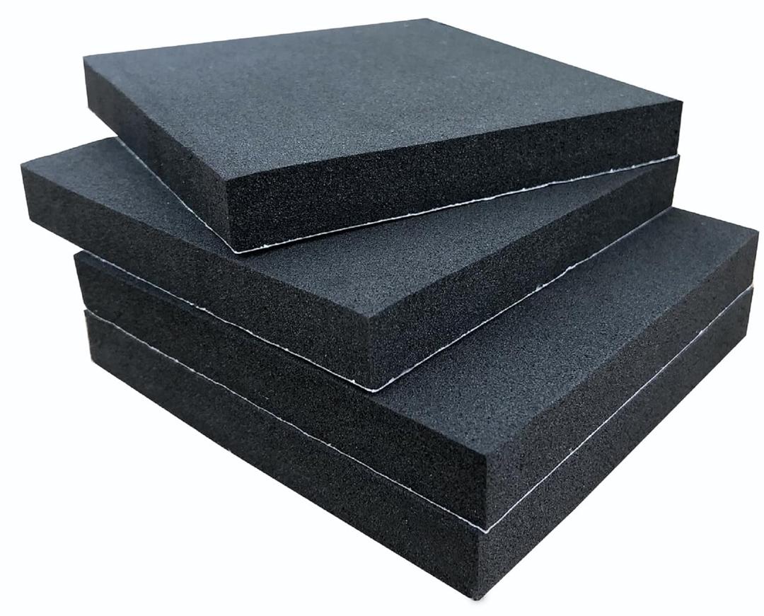 Adhesive Foam Padding, 4 Pieces Neoprene Foam Anti Vibration Pads High Density Closed Cell Foam Sheet, Insulation Soundproofing Black (4" x 4" x 3/4", 4 Pcs)