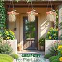 Metal & Macrame Plant Hanger Indoor/Outdoor Use Heavy Duty Hanging Planter Holder with Basket for Ceiling, Window, Patio Decorative Hanging Pot Tray for Plants(12 Inch, 2-Pack)