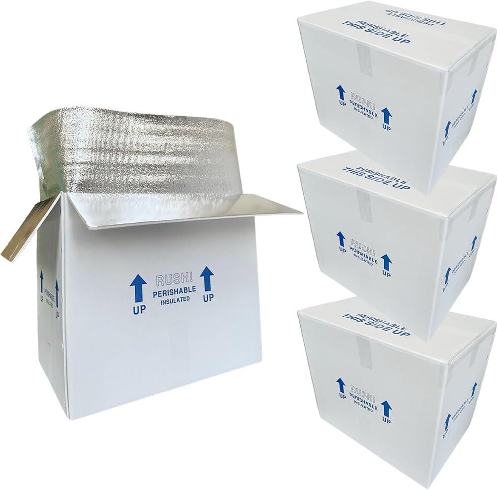 ROTCH Insulated Shipping Boxes with Liners, 4 Pack 19x12x16'', Cold Shipping Box Coolers for Perishable Frozen Food, White (T191216-4L-W)