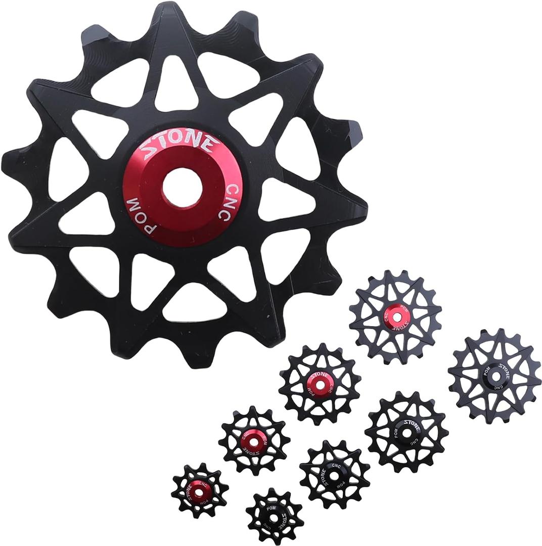 DJC Stone Bearing Bike Pulley Wheel Derailleur Pulley 7 8 9 10 11 12 Speed Narrow Wide Tooth Guide Roller 10t 12t 14t 16t MTB Road Bike Derailleur Over Sized Pulley Wheel(Black 12T)