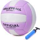 ABAJI Volleyball Official Ball Thicker PU Waterproof Anti-Explosion 15+ Years Kids Girls Boys Indoor Training Game Outdoor Sand Beach Pool Play Pump Needle (Purple)