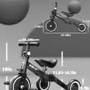 XJD 5 in 1 Toddler Bike, Tricycle for Toddlers 1-3 with Adjustable Seat Height, Removable Pedals, Ideal Balance Bike Birthday Gifts and Toys for Boys and Girls (Black)