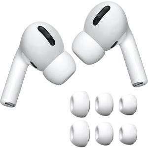 AirPods Pro Replacement Ear Tips [3 Pairs] for AirPods Pro1,2, Silicon Earbuds Tips with Noise Reduction Hole, Fit in The Charging Case (Sizes S/M/L, White)