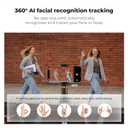 K&F CONCEPT 71 Auto Face Tracking Tripod, 360 Rotation Selfie Stick with 2 Fill Lights, Gesture Remote Control for Vlogging, Live Streaming Video Recording, Compatible with iPhone Android Pocket 4/3