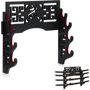 Barydat Katana Holder Sword Stand Wall Mount Samurai Sword Display Katana Rack Hanger Japanese Wakizashi Hobby Collection Gifts for Men(4 Tier,Valiant)