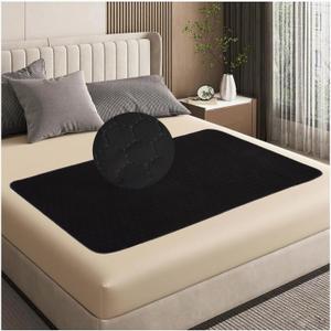 RIQINXIN Non-Slip Absorbent Incontinence Bed Pads Waterproof Reusable Washable Incontinence Underpads for Adults Children Elderly Sofa 2Pcs 35x60in Black