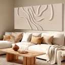 Hue7Art Neutral Tone Abstract Hand Painting Canvas Wall Art with Sculptural Organic Lines Modern Minimalist Artwork for Living Room Bedroom Office Wall Decoration 29x58 Inch